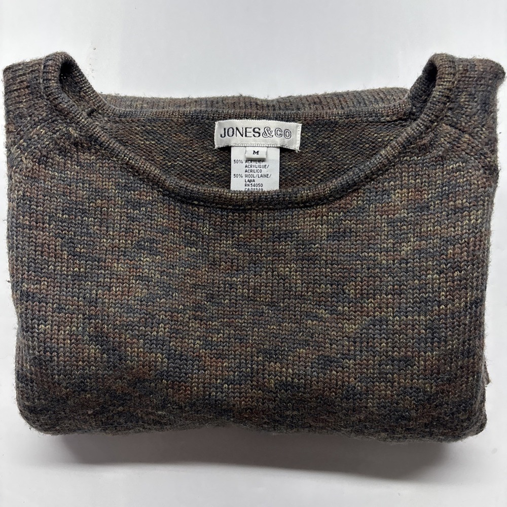 Jones & Co Wool Sweater Large Brown Knit With Hints Of Green - Picture 7 of 9